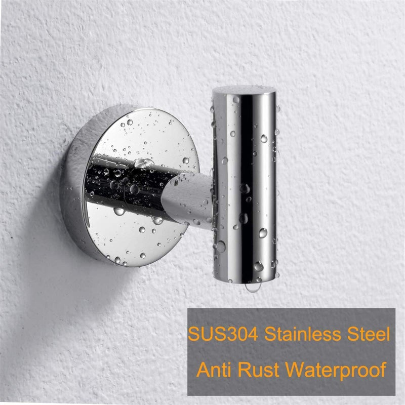 Nolimas Towel Coat Hook Polished Chrome SUS304 Stainless Steel Bathroom Clothes Cabinet Closet Sponges Robe Hook Wall Mounted Round Kitchen Heavy Duty Door Hanger 2 Packs - Image 3